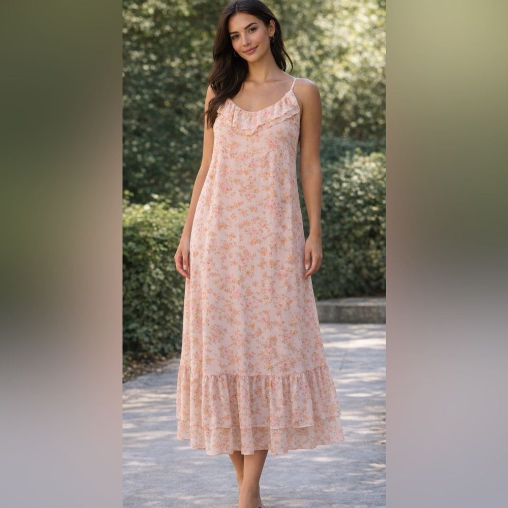 Boho Pink Pastel Floral Dress